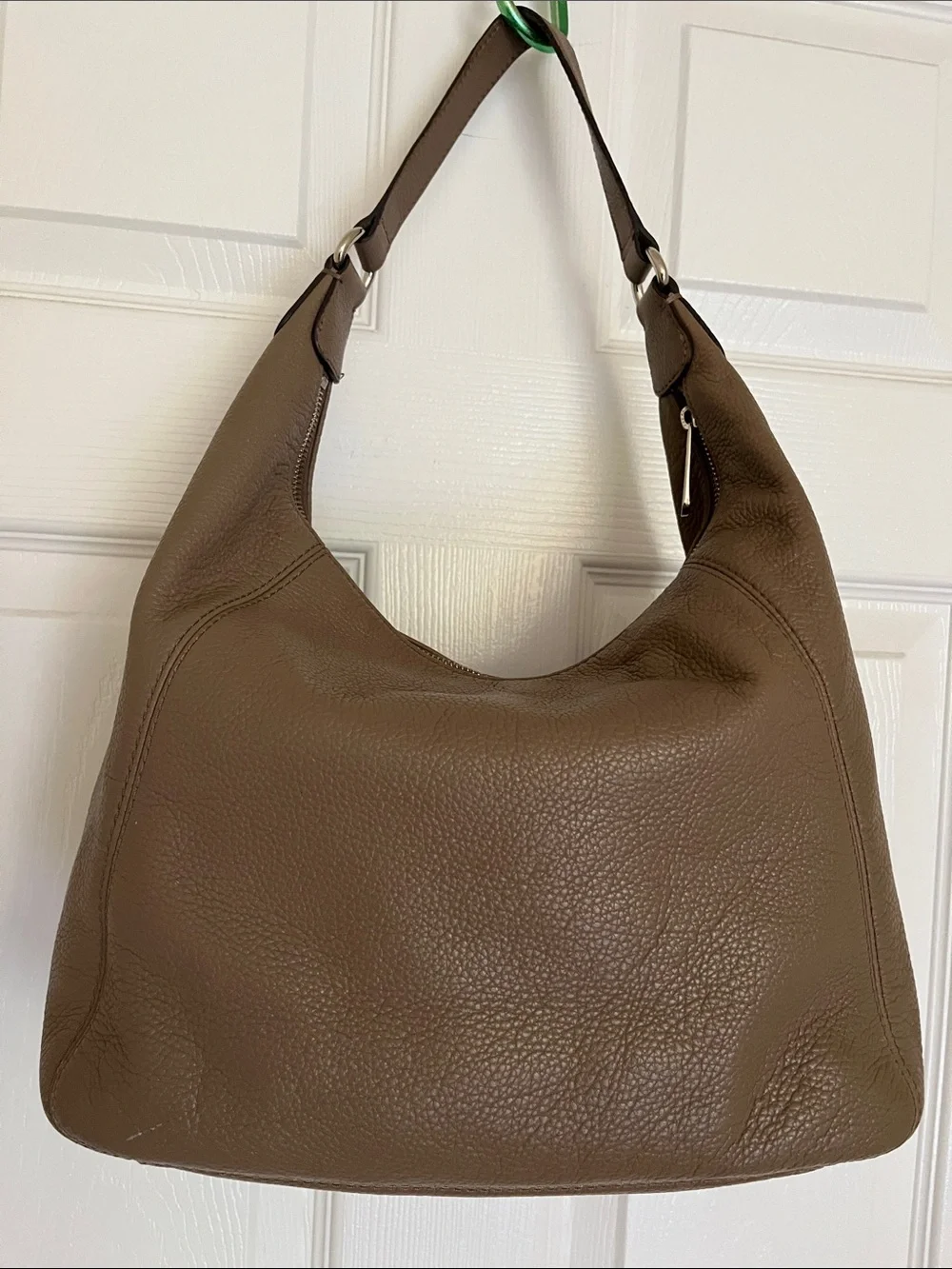 Michael Kors Taupe Brown Pebbled Leather Shoulder Hobo